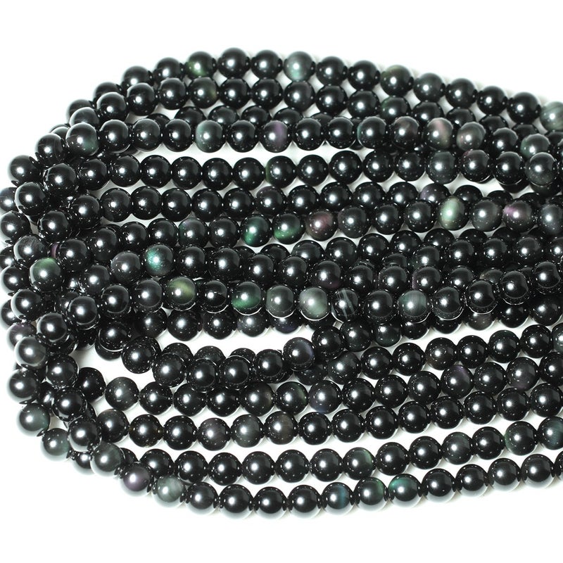 CHEAVIAN 45PCS 8mm Natural Black Obsidian Gemstone Round Loose Beads Crystal Energy Stone Healing Power for DIY Jewelry Making 1 Strand 15" - Image 1